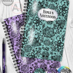 gothic floral lace skull roses moths notebook journal option to personalise