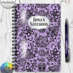 gothic floral lace skull roses moths notebook journal option to personalise