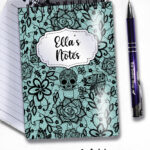 gothic floral lace skull roses moths notebook journal option to personalise