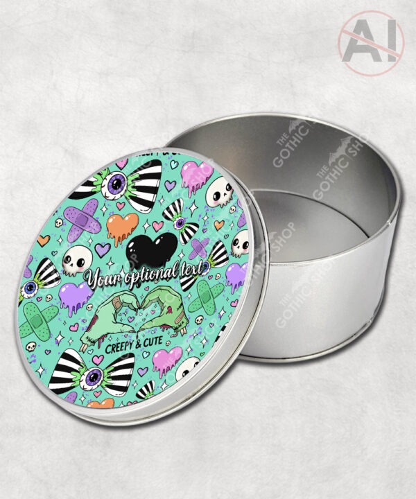gurokawa creepy cute kawaii goth storage tin option to personalise
