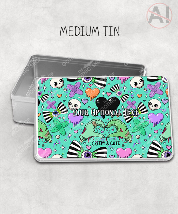 gurokawa creepy cute kawaii goth storage tin option to personalise