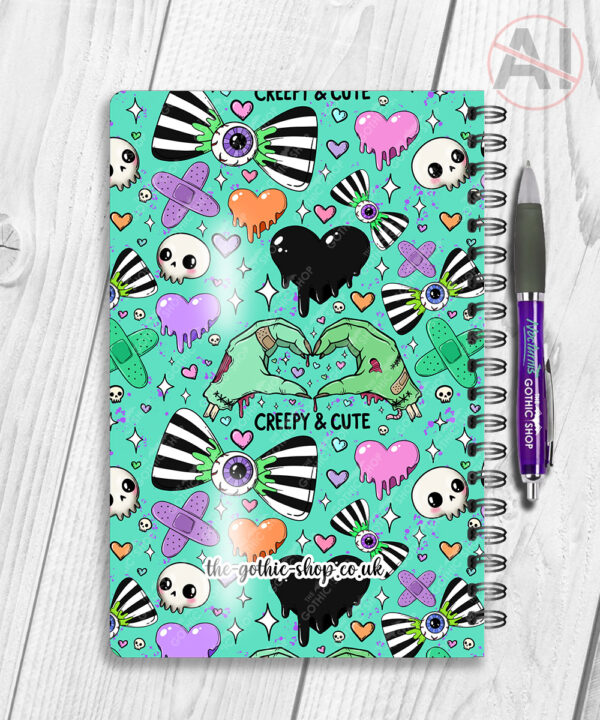 gurokawa creepy cute kawaii goth notebook journal option to personalise