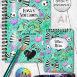 gurokawa creepy cute kawaii goth notebook journal option to personalise