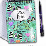 gurokawa creepy cute kawaii goth notebook journal option to personalise
