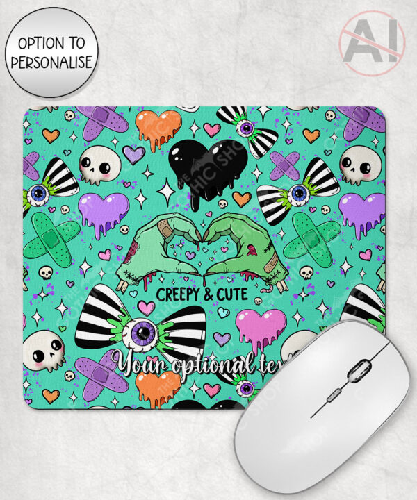 gurokawa creepy cute kawaii goth mouse mat option to personalise