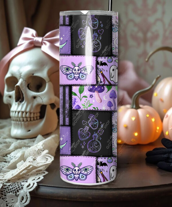 sharny spooky gothic patchwork magic gothic straight tumbler option to personalise