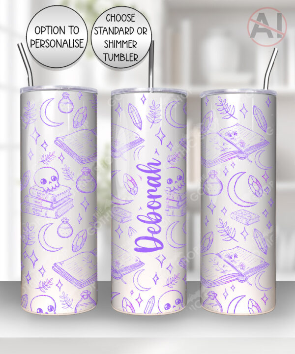 spell books black doodle sketches straight tumbler option to personalise