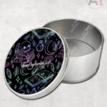 spell books doodle sketches witchy gothic storage tin option to personalise