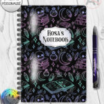 spell books doodle sketches witchy gothic notebook journal option to personalise