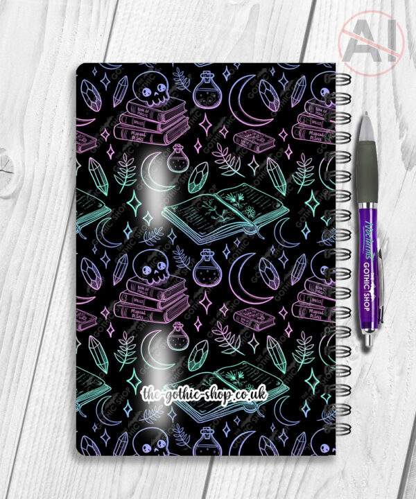 spell books doodle sketches witchy gothic notebook journal option to personalise