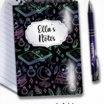 spell books doodle sketches witchy gothic notebook journal option to personalise