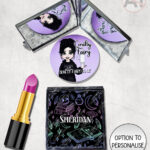 spell books doodle sketches witchy gothic compact mirror option to personalise