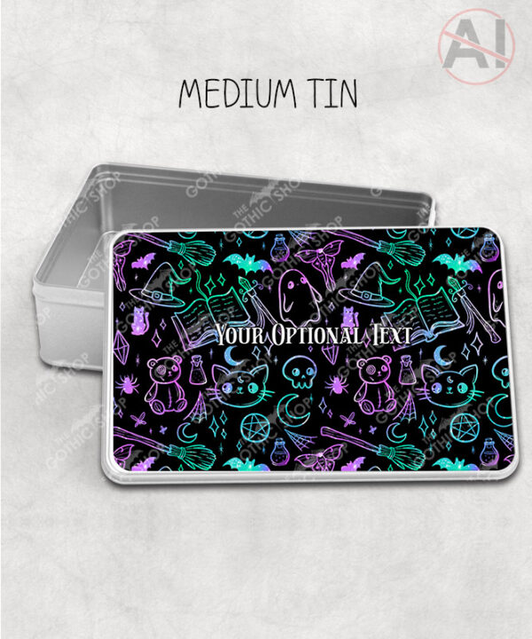 spooky doodle sketches gothic halloween storage tin option to personalise