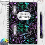 spooky doodle sketches gothic halloween notebook journal option to personalise