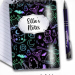 spooky doodle sketches gothic halloween notebook journal option to personalise