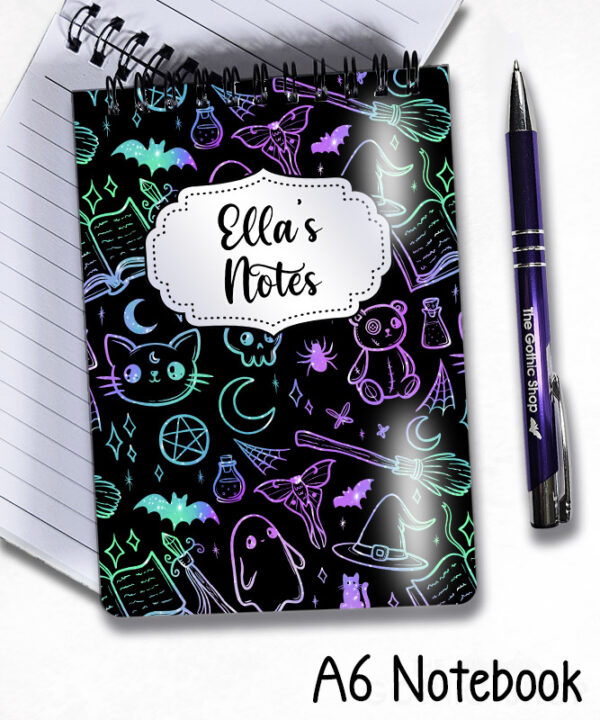 spooky doodle sketches gothic halloween notebook journal option to personalise