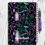 spooky doodle sketches gothic halloween notebook journal option to personalise