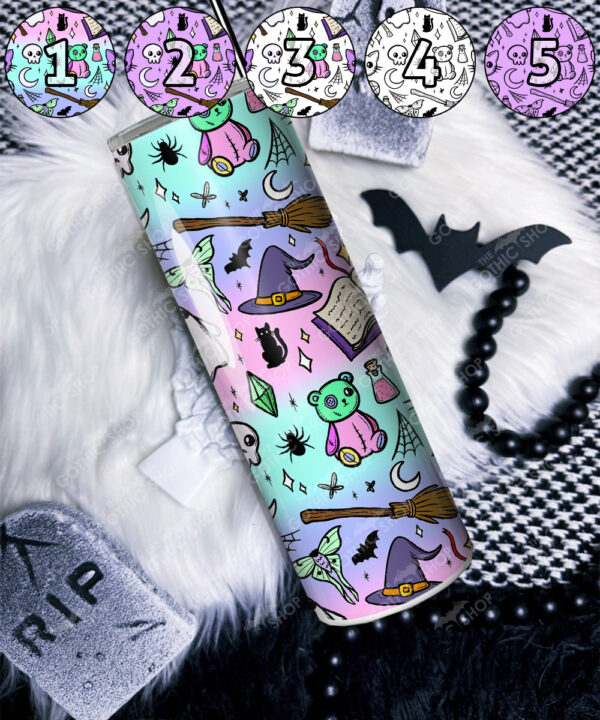 spooky doodle sketches gothic halloween straight tumbler option to personalise