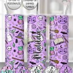 spooky doodle sketches gothic halloween straight tumbler option to personalise