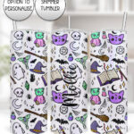 spooky doodle sketches gothic halloween straight tumbler option to personalise