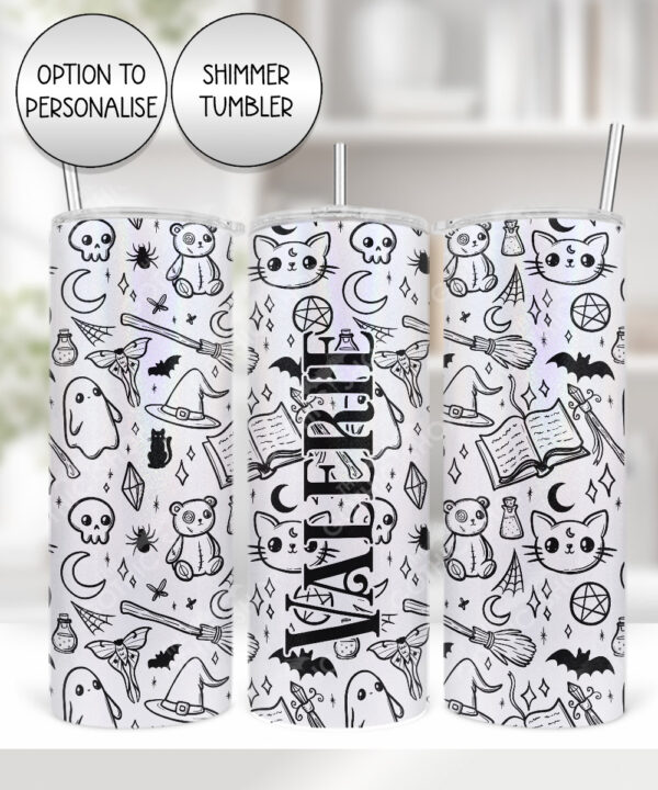 spooky doodle sketches gothic halloween straight tumbler option to personalise