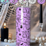 spooky doodle sketches gothic halloween straight tumbler option to personalise