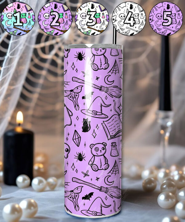 spooky doodle sketches gothic halloween straight tumbler option to personalise