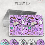 spooky doodle sketches gothic halloween storage tin option to personalise