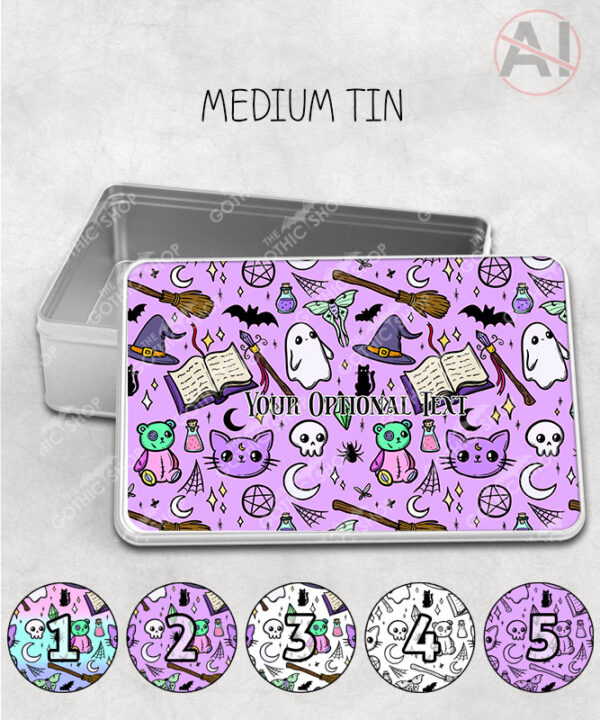 spooky doodle sketches gothic halloween storage tin option to personalise