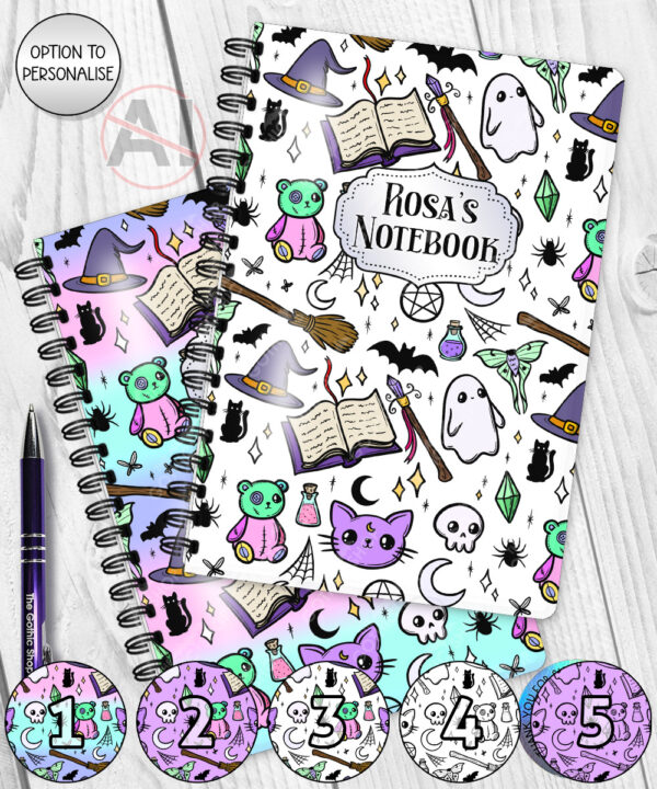spooky doodle sketches gothic halloween notebook journal option to personalise