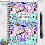 spooky doodle sketches gothic halloween notebook journal option to personalise