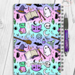spooky doodle sketches gothic halloween notebook journal option to personalise