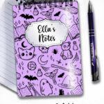 spooky doodle sketches gothic halloween notebook journal option to personalise