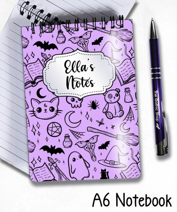 spooky doodle sketches gothic halloween notebook journal option to personalise