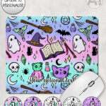 spooky doodle sketches gothic halloween mouse mat option to personalise