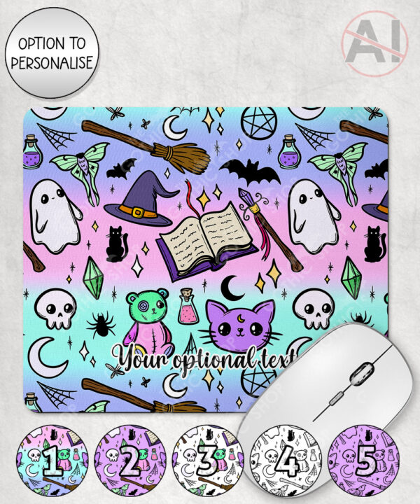 spooky doodle sketches gothic halloween mouse mat option to personalise