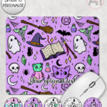 spooky doodle sketches gothic halloween mouse mat option to personalise