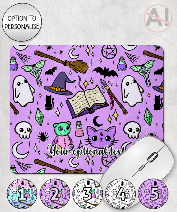 spooky doodle sketches gothic halloween mouse mat option to personalise