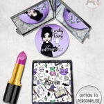 spooky doodle sketches gothic halloween compact mirror option to personalise