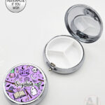spooky doodle sketches gothic halloween round pill box option to personalise
