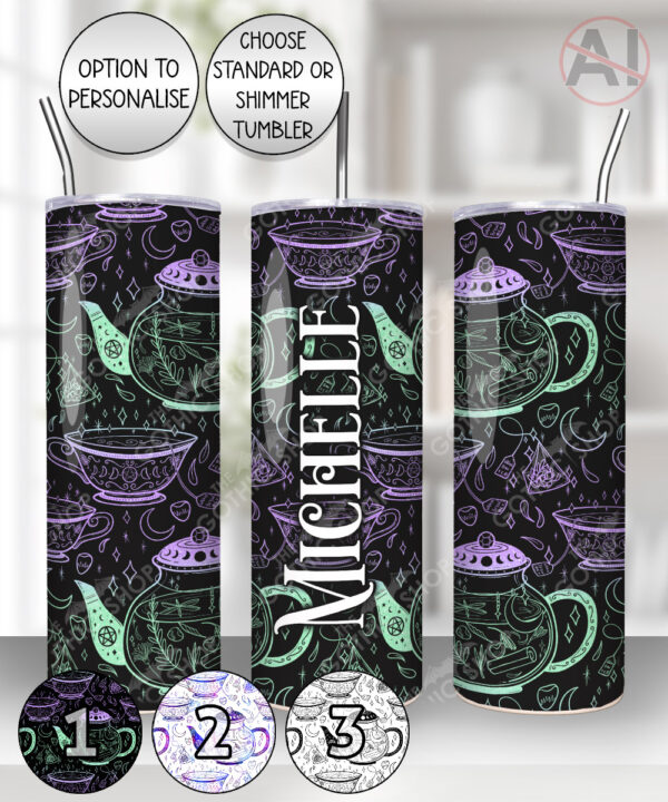 witch's brew doodle sketches gothic straight tumbler option to personalise