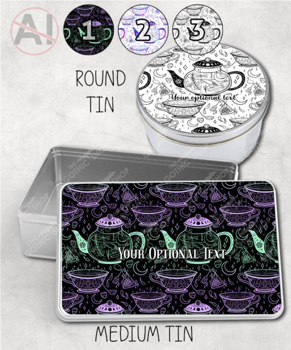 witch's brew doodle sketches gothic storage tin option to personalise