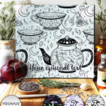 witch's brew doodle sketches gothic glass chopping board option to personalise