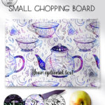 witch's brew doodle sketches gothic glass chopping board option to personalise
