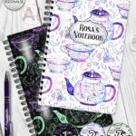 witch's brew doodle sketches gothic notebook journal option to personalise