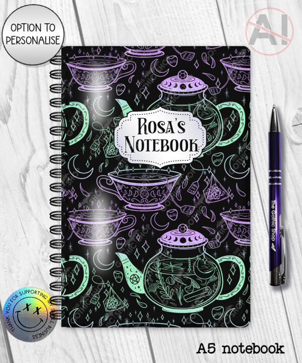 witch's brew doodle sketches gothic notebook journal option to personalise