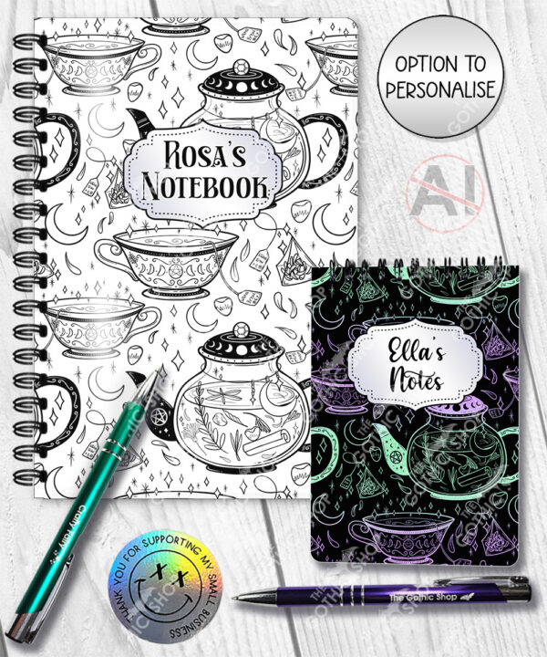 witch's brew doodle sketches gothic notebook journal option to personalise