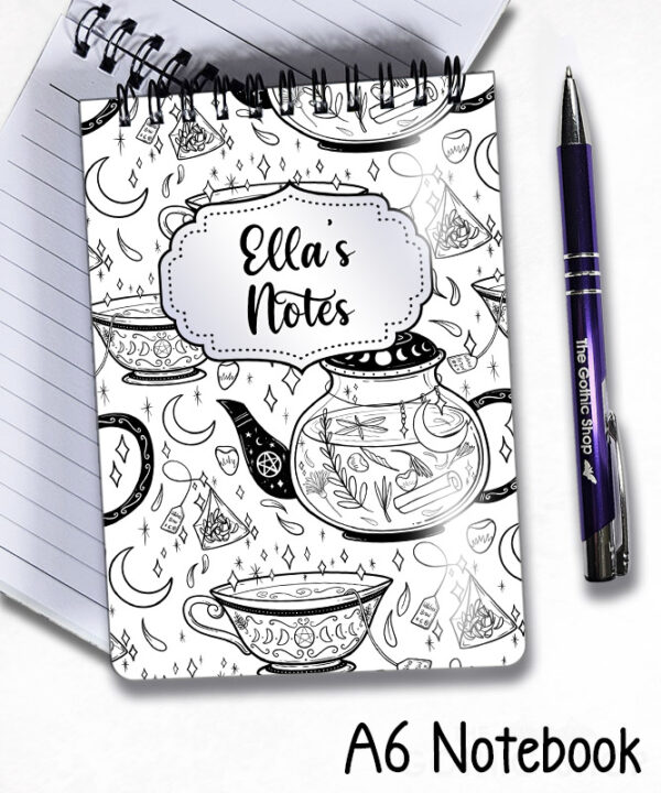 witch's brew doodle sketches gothic notebook journal option to personalise