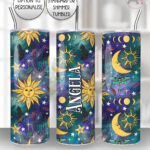 whimsy & wonderful celestial sun & moons gothic straight tumbler option to personalise