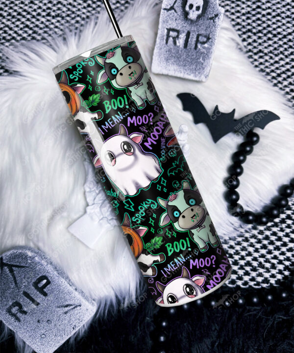 spooky halloween cows straight tumbler option to personalise
